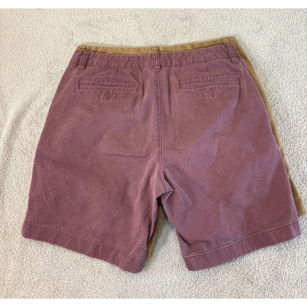 Bonobos Mens 32 (34) Washed Chino Shorts Lot 2 Pair Tan Burgundy Stretch 8